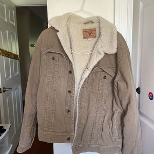 AMERICAN EAGLE 🦅 COURDORY BUTTON UP SHERPA LINED JACKET sz M